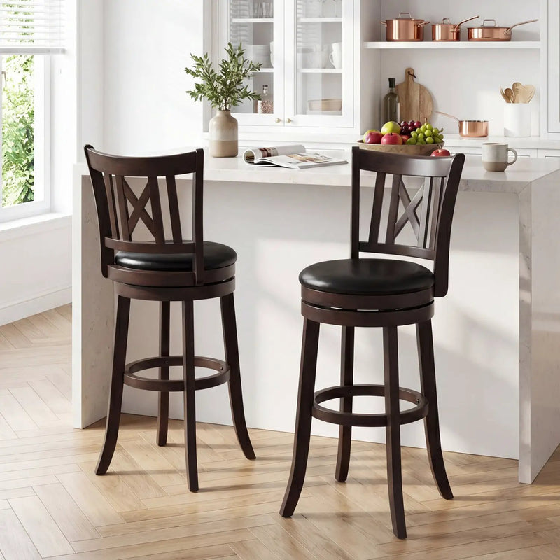 Swivel Bar Stools Set of 2 with Backrest - 30 Inch by DirectDeals