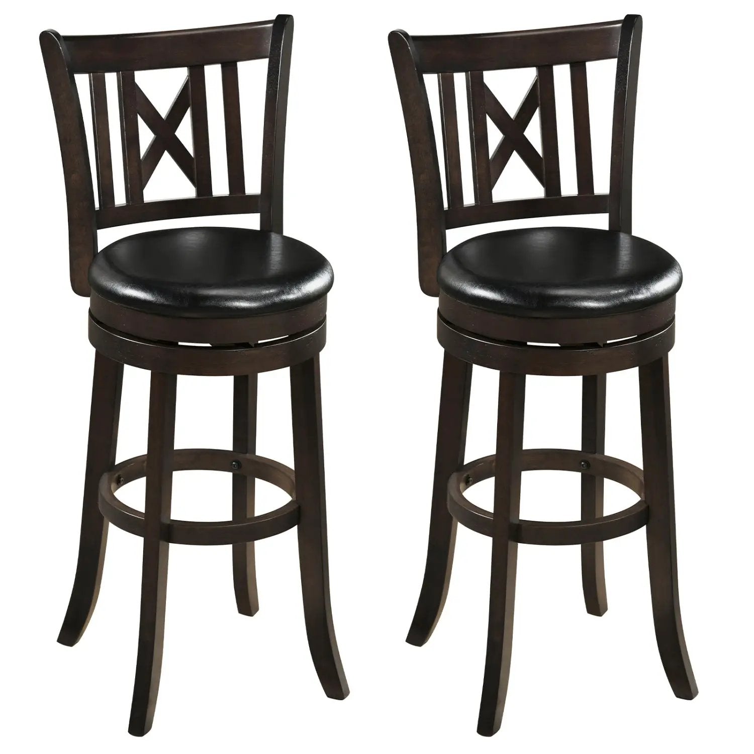 Swivel Bar Stools Set of 2 with Backrest - 30 Inch by DirectDeals