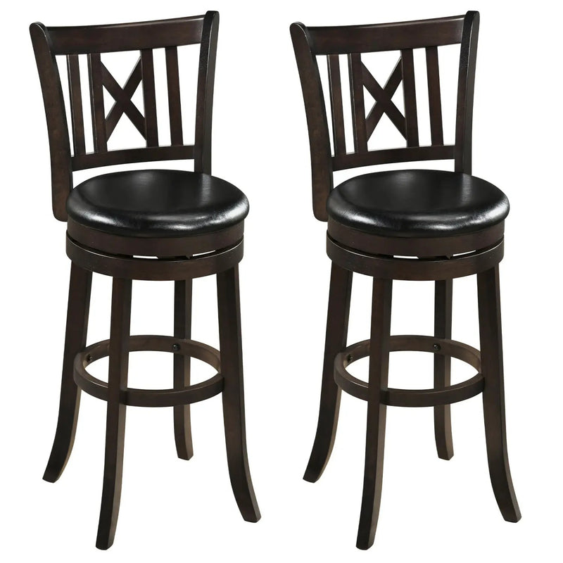Swivel Bar Stools Set of 2 with Backrest - 30 Inch by DirectDeals