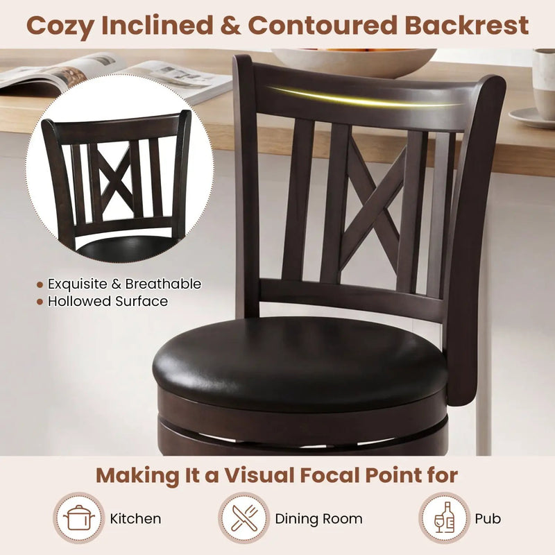 Swivel Bar Stools Set of 2 with Backrest - 30 Inch by DirectDeals