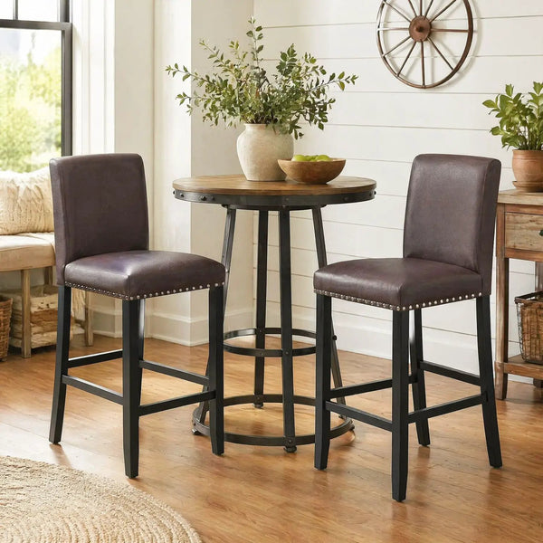 Bar Stools with Back Set of 2 - 25.5" Counter Height, photo 2 of 8