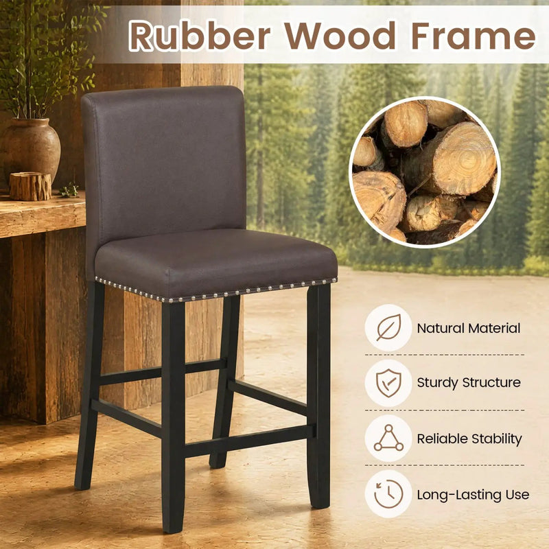 Bar Stools with Back Set of 2 - 25.5" Counter Height by DirectDeals