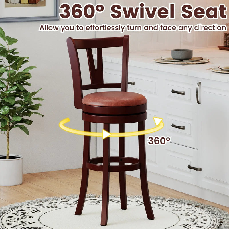 Set of 2 Counter Height Swivel Barstools with High Backs and Footrests by DirectDeals