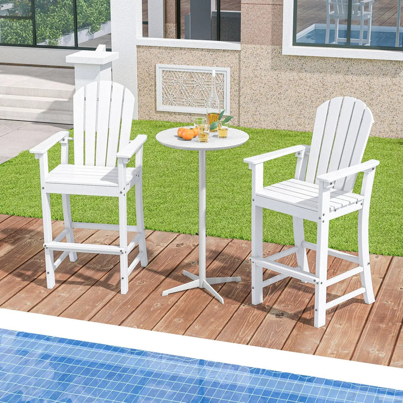 Set of 2 Counter Height Outdoor HDPE Bar Stool with Armrests and Footrest by DirectDeals