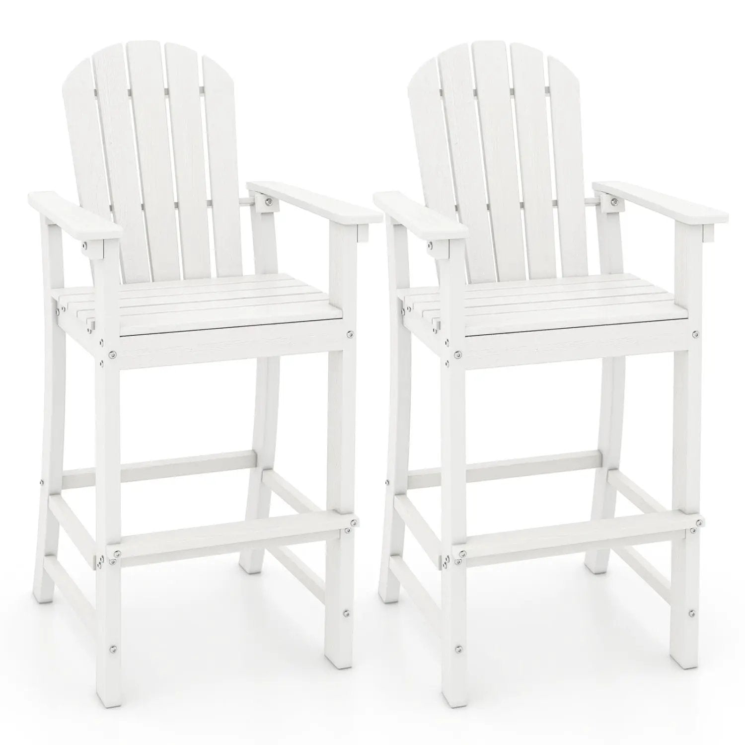 Set of 2 Counter Height Outdoor HDPE Bar Stool with Armrests and Footrest by DirectDeals