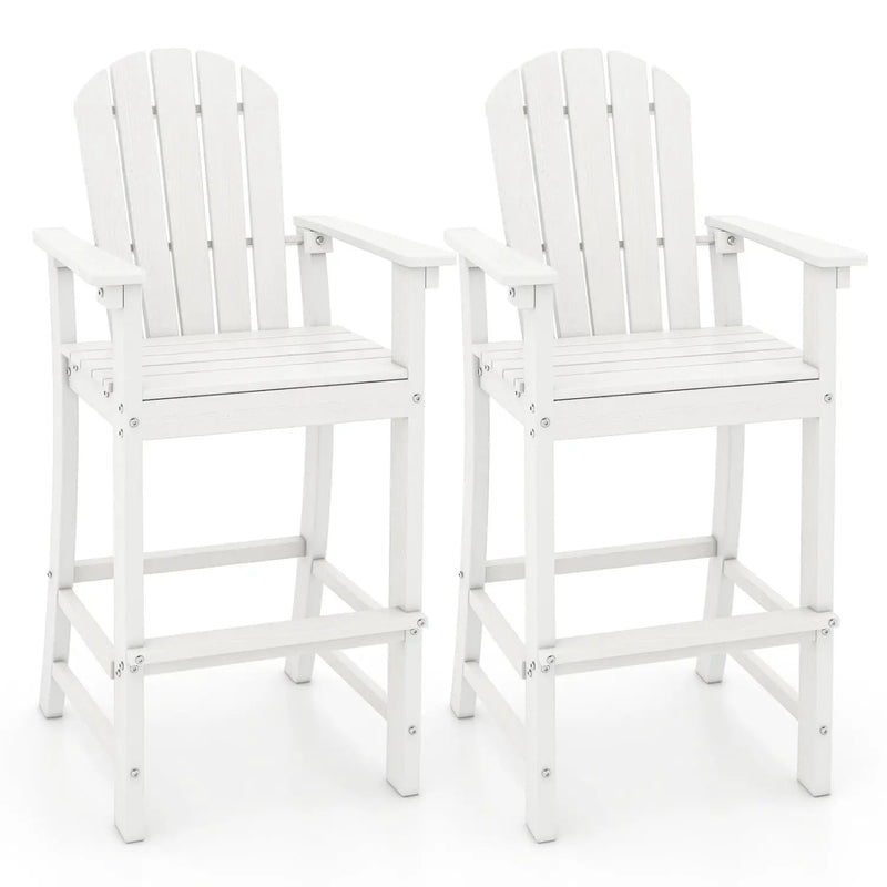 Set of 2 Counter Height Outdoor HDPE Bar Stool with Armrests and Footrest by DirectDeals