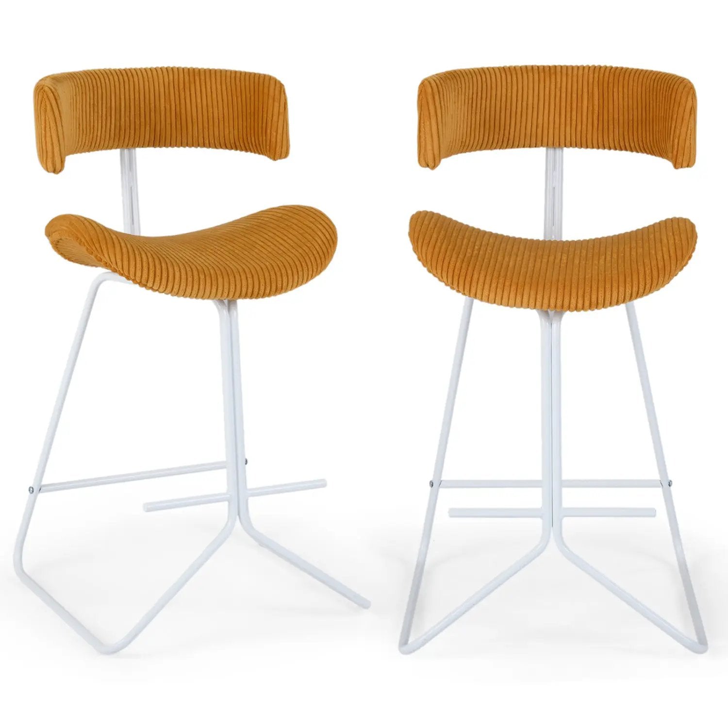 Set of 2 Counter Height Stools 25 Inch Armless Barstools with Padded Seat and Footrest by DirectDeals