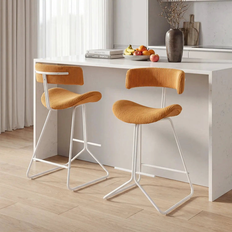 Set of 2 Counter Height Stools 25 Inch Armless Barstools with Padded Seat and Footrest by DirectDeals