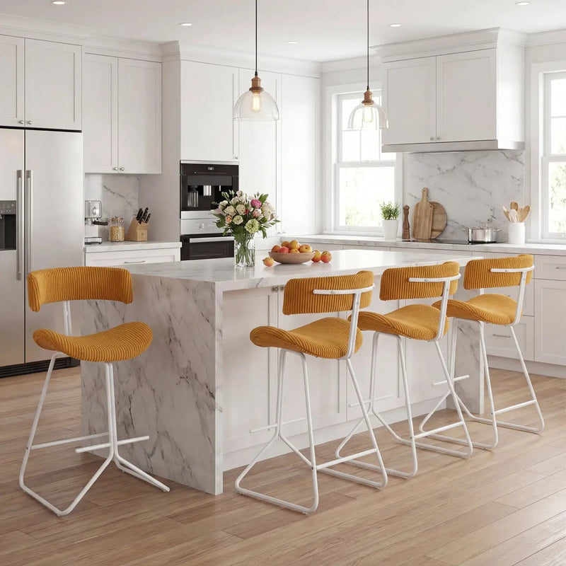 Set of 2 Counter Height Stools 25 Inch Armless Barstools with Padded Seat and Footrest by DirectDeals