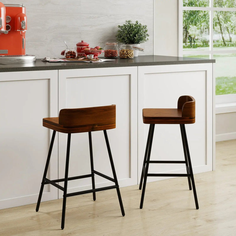 Counter Height Bar Stool Set with Low Back and Footrest by DirectDeals