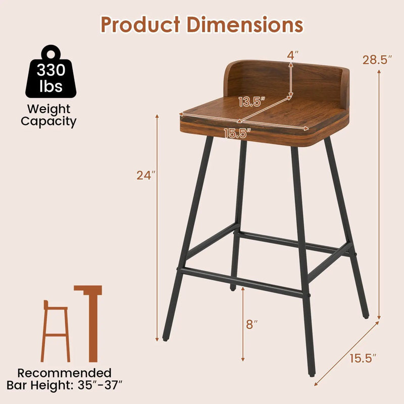 Counter Height Bar Stool Set with Low Back and Footrest by DirectDeals