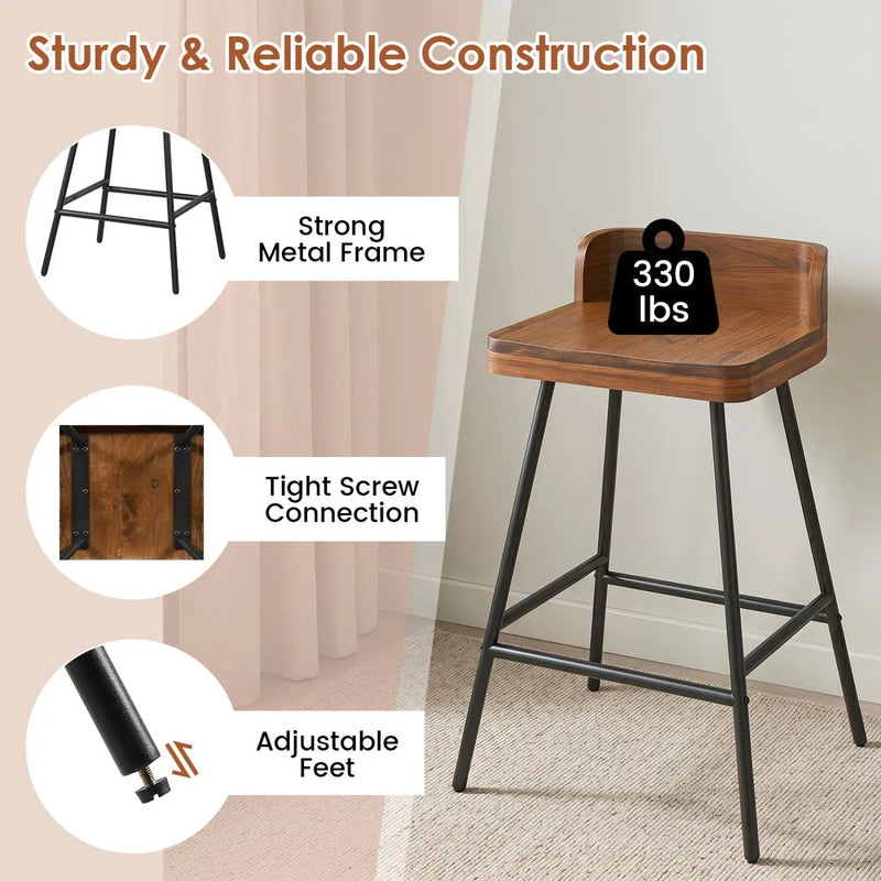 Counter Height Bar Stool Set with Low Back and Footrest by DirectDeals