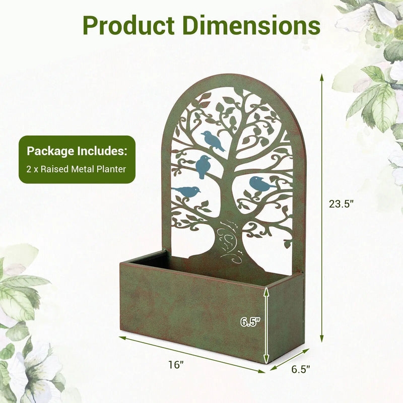 Set of 2 Decorative Raised Garden Bed for Climbing Plants-Rust by DirectDeals
