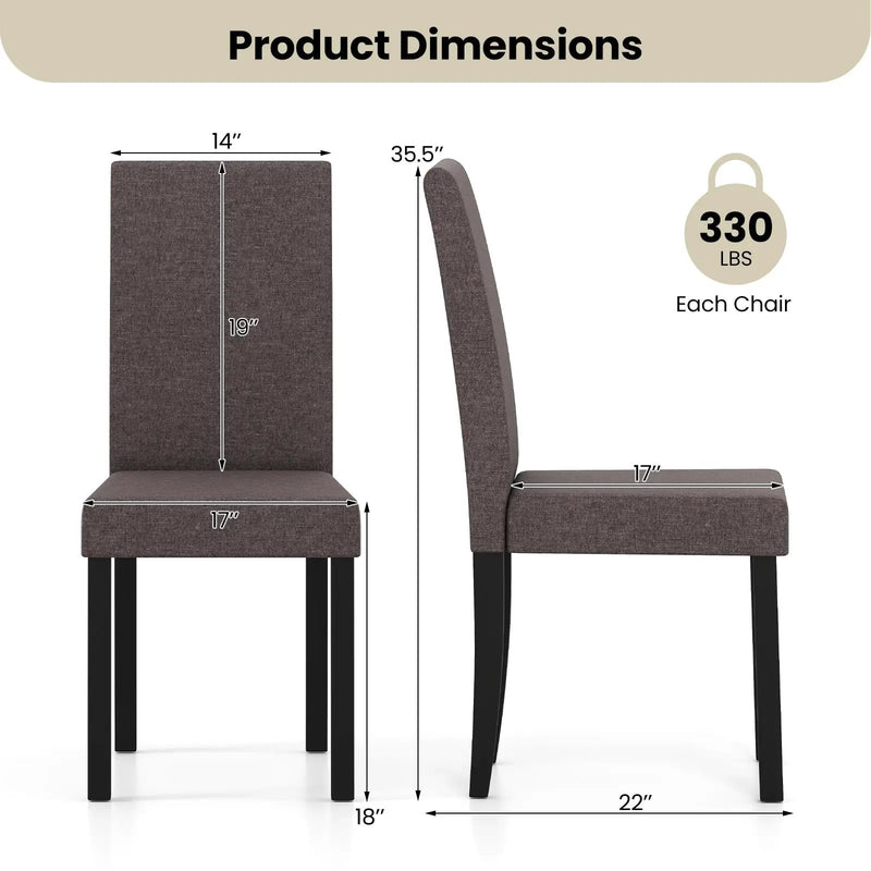 Set of 2 Dining Chair Mid-Century Modern Fabric Upholstered Parson Chairs by DirectDeals