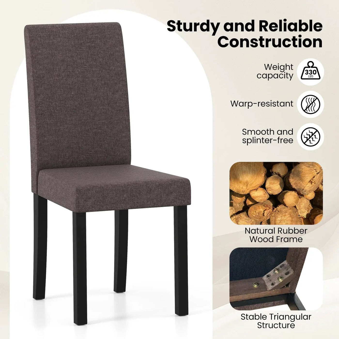 Set of 2 Dining Chair Mid-Century Modern Fabric Upholstered Parson Chairs by DirectDeals
