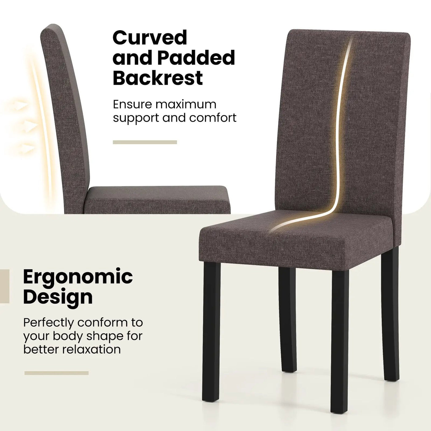 Set of 2 Dining Chair Mid-Century Modern Fabric Upholstered Parson Chairs by DirectDeals