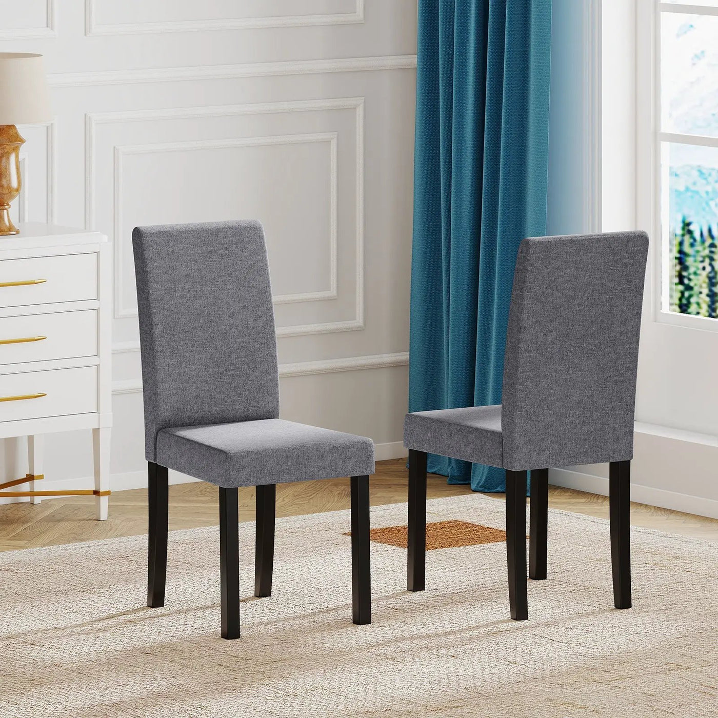 Set of 2 Dining Chair Mid-Century Modern Fabric Upholstered Parson Chairs by DirectDeals