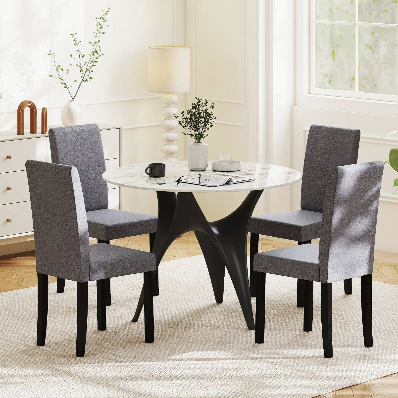 Set of 2 Dining Chair Mid-Century Modern Fabric Upholstered Parson Chairs by DirectDeals