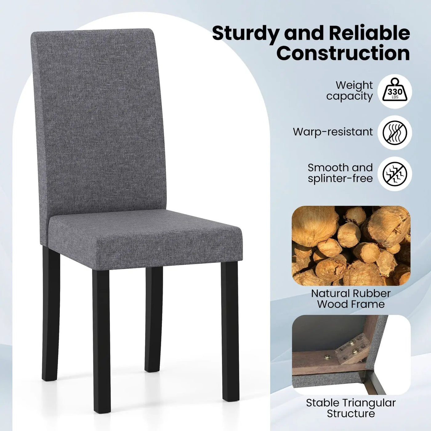 Set of 2 Dining Chair Mid-Century Modern Fabric Upholstered Parson Chairs by DirectDeals
