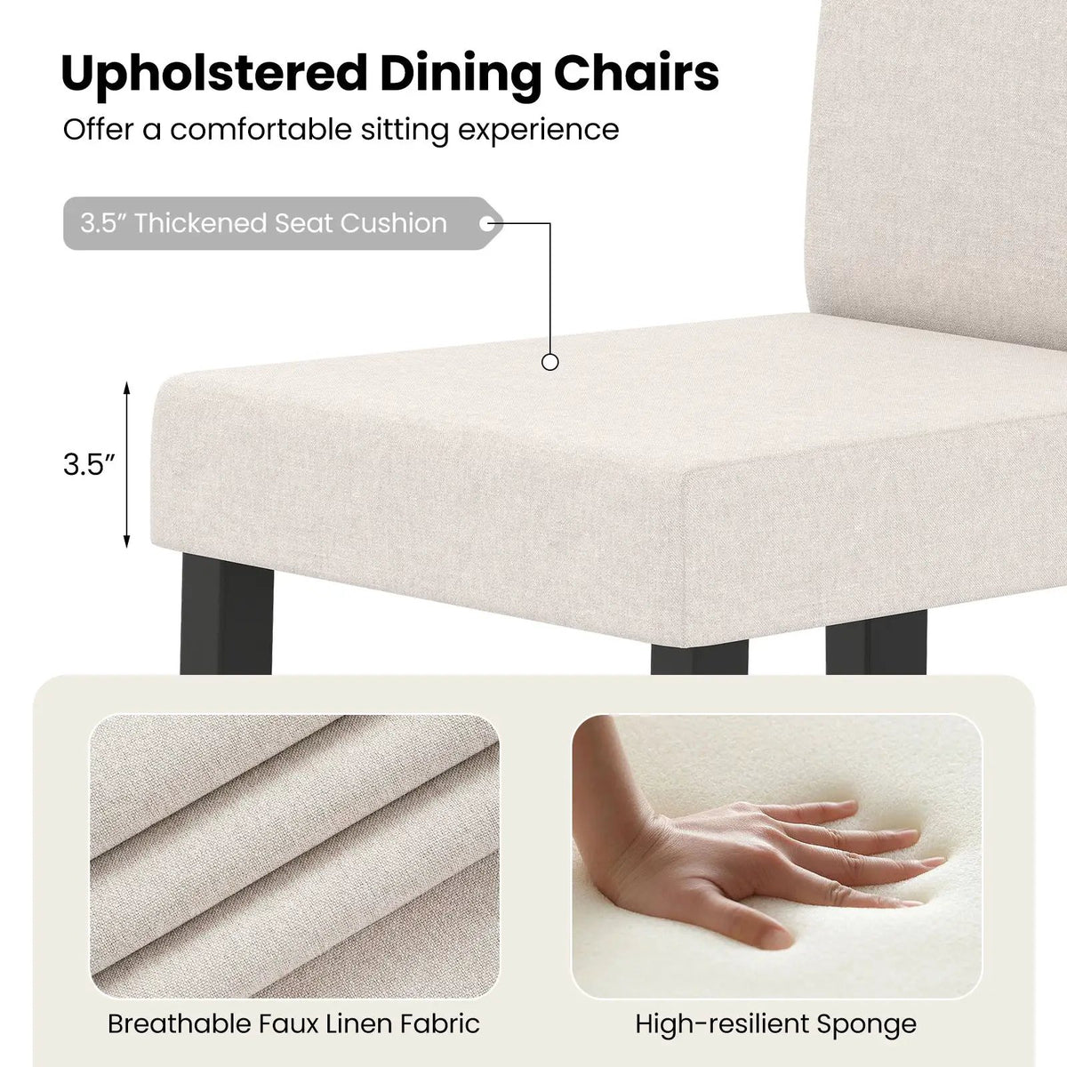 Set of 2 Dining Chair Mid-Century Modern Fabric Upholstered Parson Chairs by DirectDeals