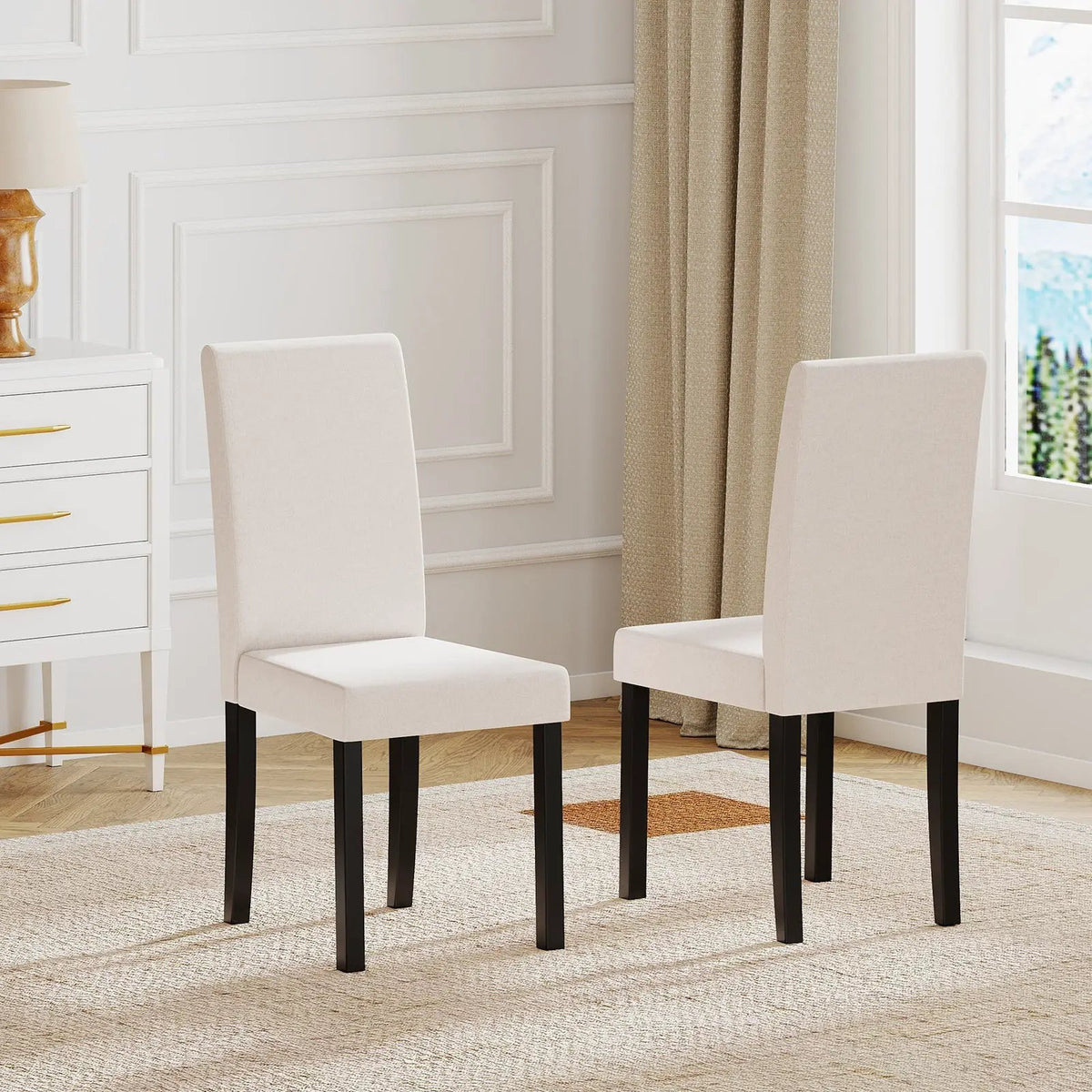 Set of 2 Dining Chair Mid-Century Modern Fabric Upholstered Parson Chairs by DirectDeals