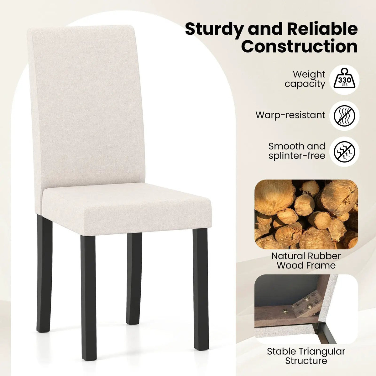 Set of 2 Dining Chair Mid-Century Modern Fabric Upholstered Parson Chairs by DirectDeals