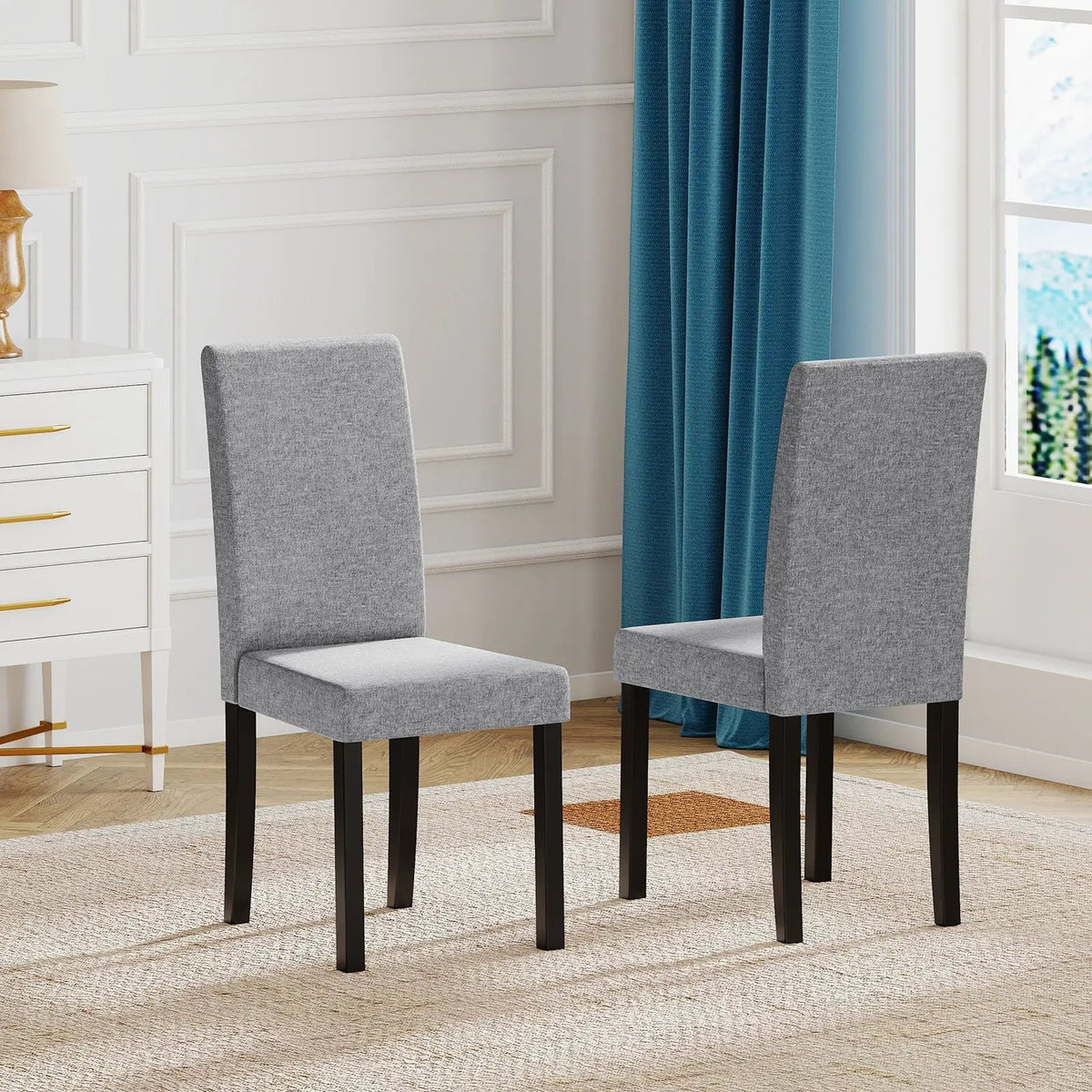 Set of 2 Dining Chair Mid-Century Modern Fabric Upholstered Parson Chairs by DirectDeals