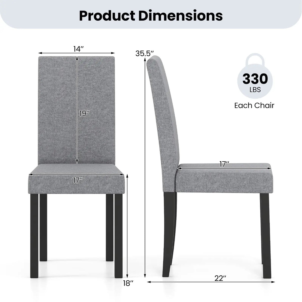 Set of 2 Dining Chair Mid-Century Modern Fabric Upholstered Parson Chairs by DirectDeals