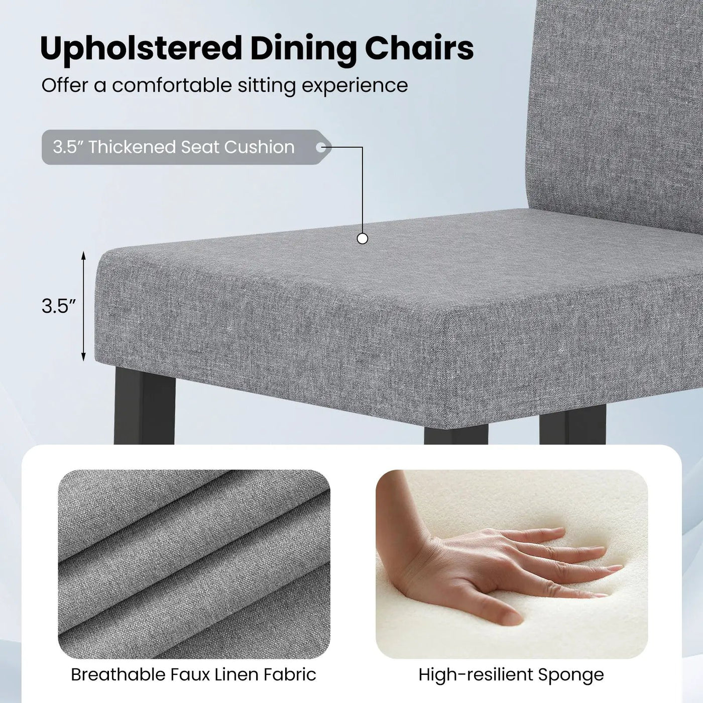 Set of 2 Dining Chair Mid-Century Modern Fabric Upholstered Parson Chairs by DirectDeals