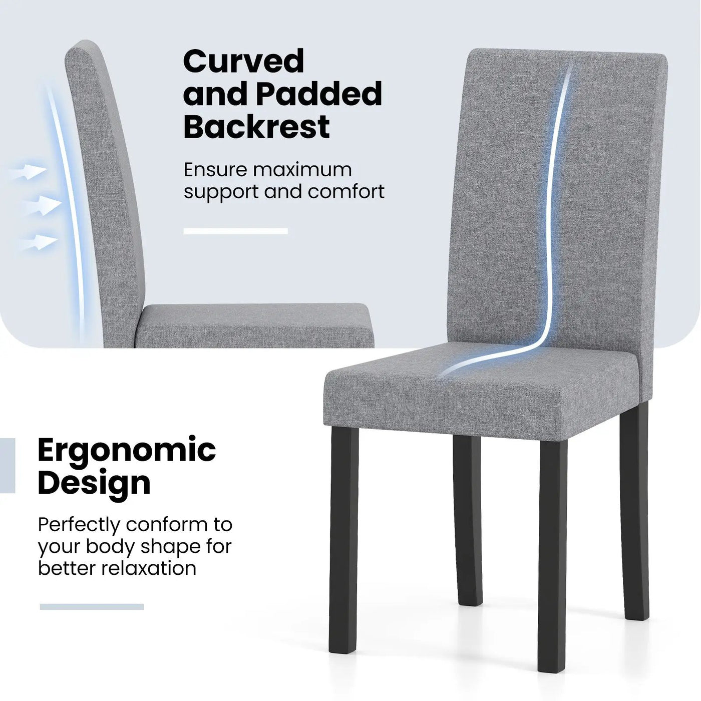 Set of 2 Dining Chair Mid-Century Modern Fabric Upholstered Parson Chairs by DirectDeals