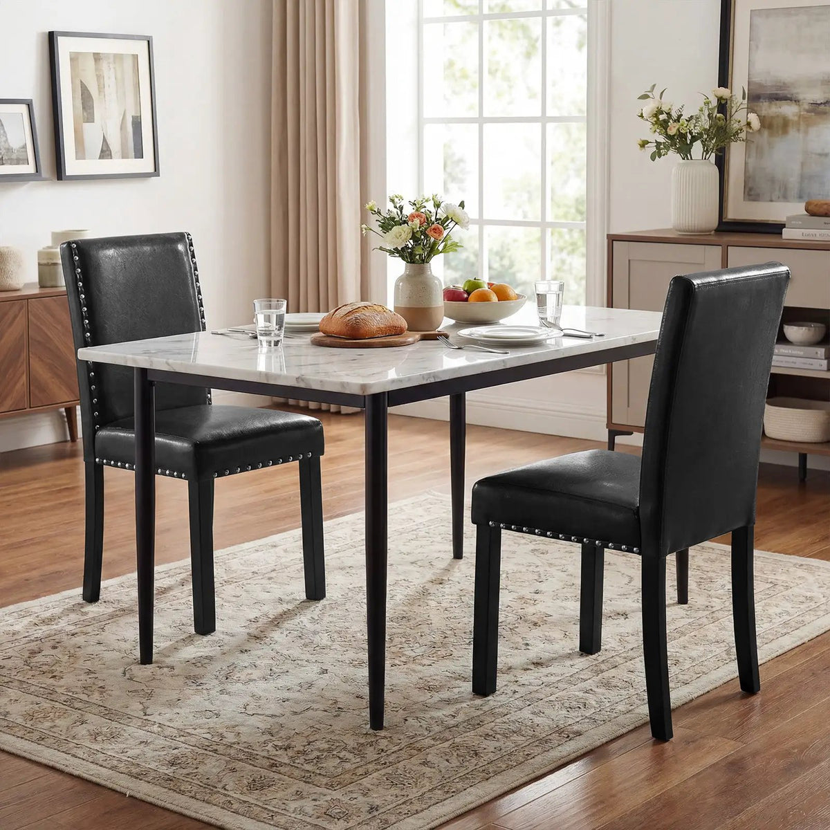 Set of 4 Dining Chairs with Solid Rubber and Wood Legs by DirectDeals
