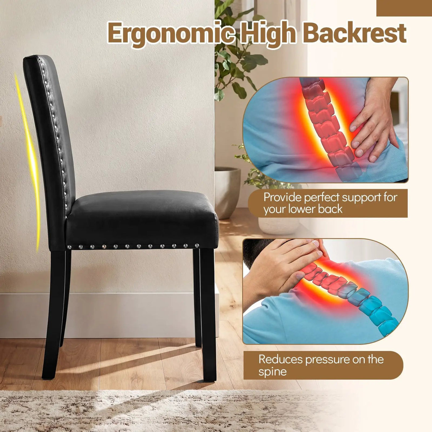 Set of 4 Dining Chairs with Solid Rubber and Wood Legs by DirectDeals