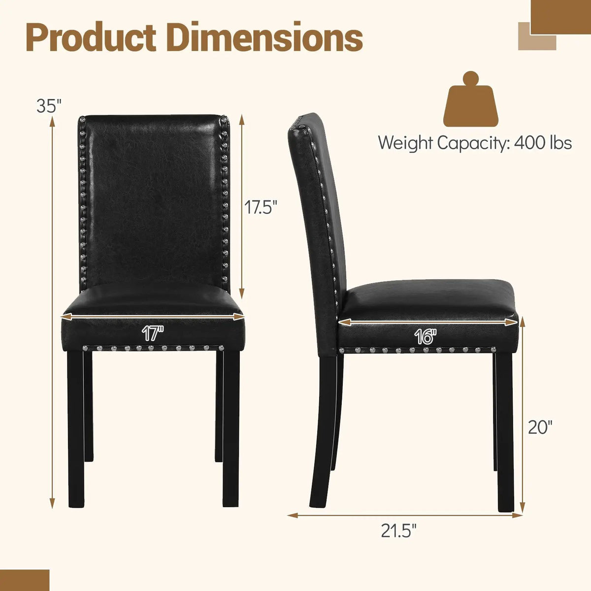 Set of 4 Dining Chairs with Solid Rubber and Wood Legs by DirectDeals