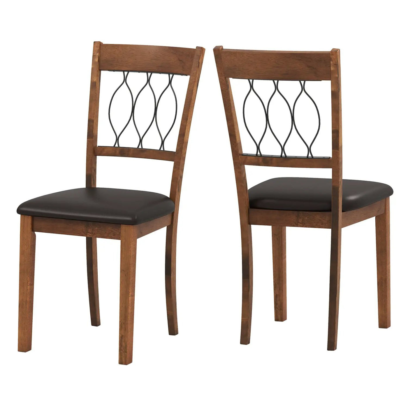 Set of 2 Dining Chair Fabric/Faux Leather Upholstered with Padded Seat by DirectDeals