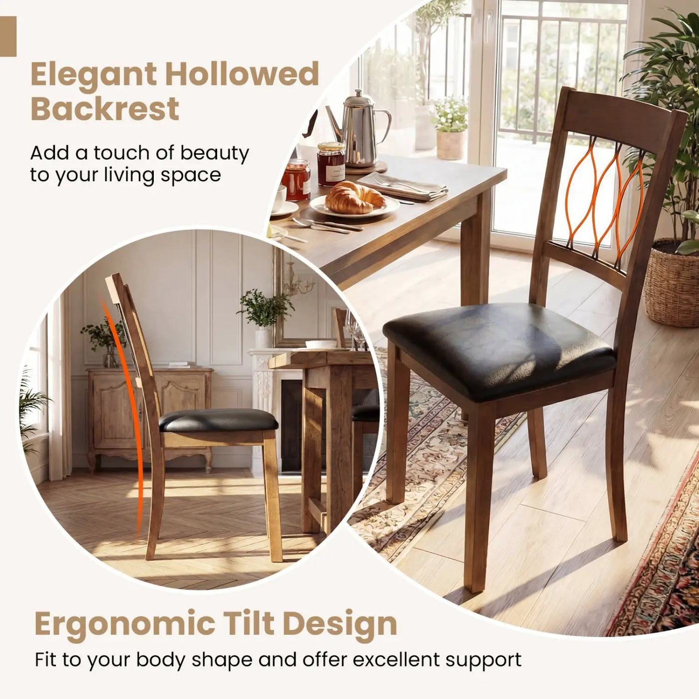 Set of 2 Dining Chair Fabric/Faux Leather Upholstered with Padded Seat by DirectDeals