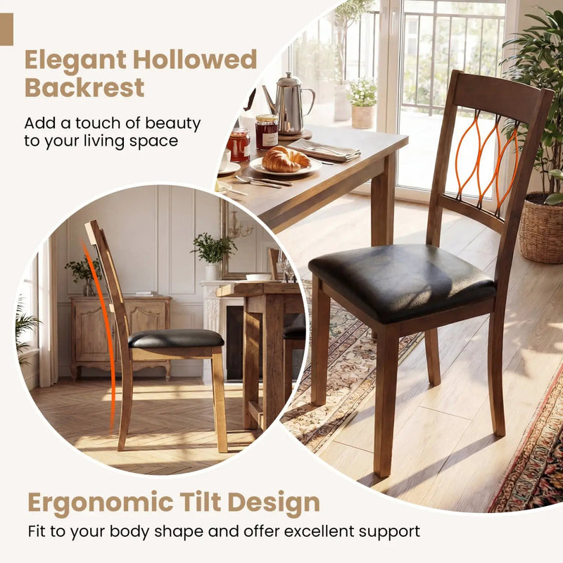 Set of 2 Dining Chair Fabric/Faux Leather Upholstered with Padded Seat by DirectDeals
