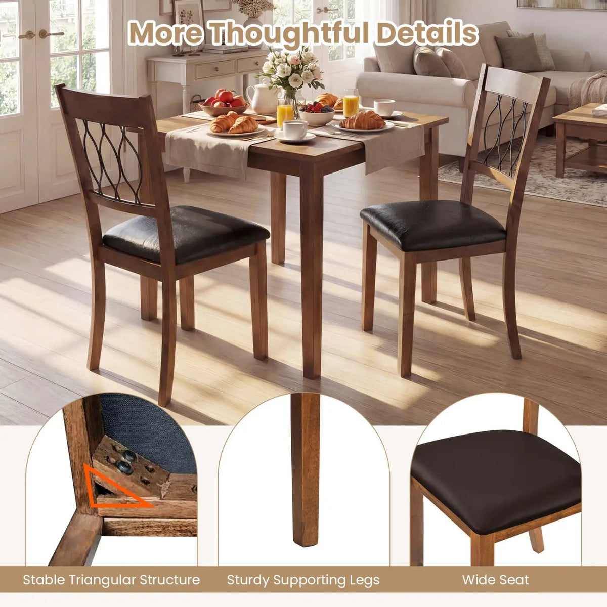 Set of 2 Dining Chair Fabric/Faux Leather Upholstered with Padded Seat by DirectDeals