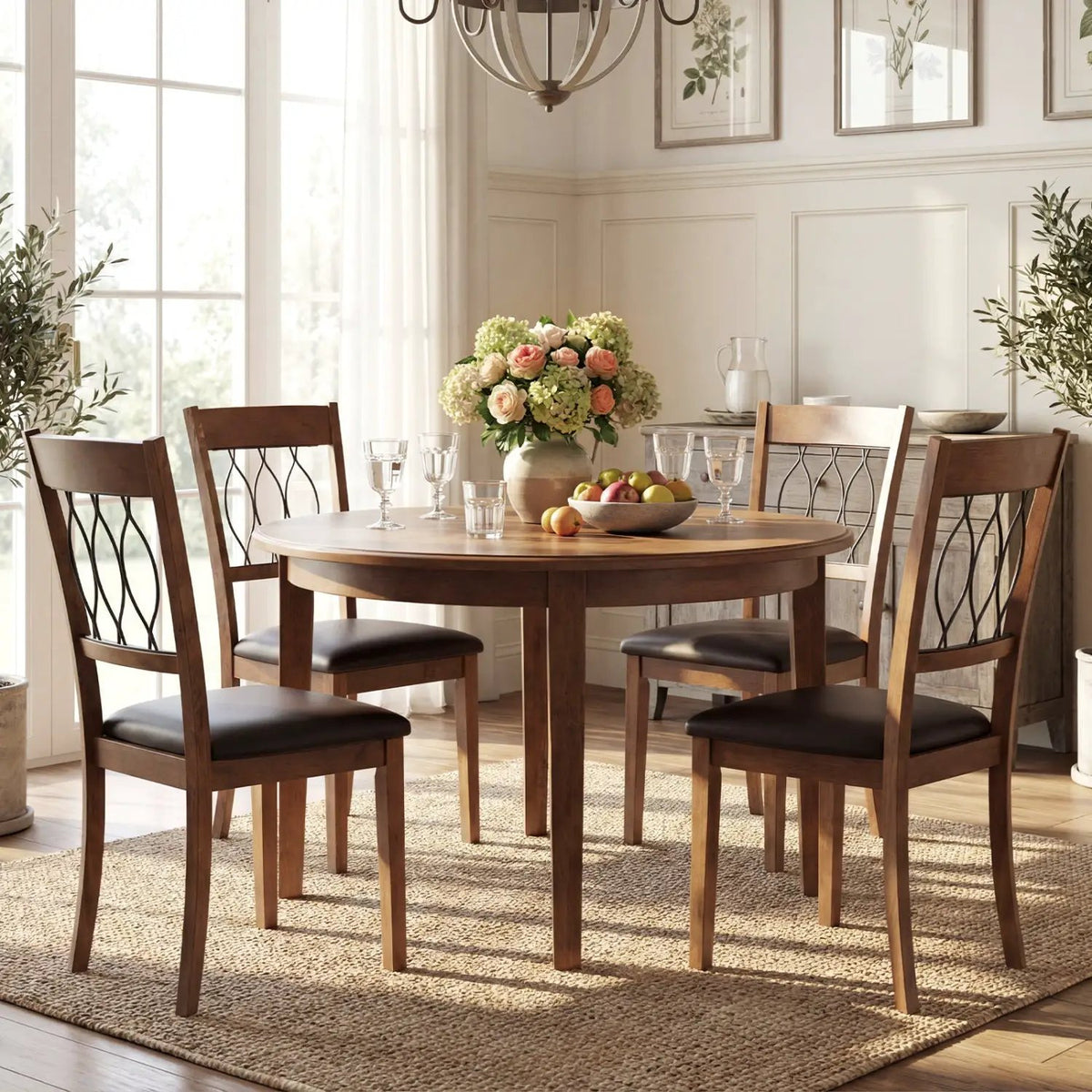 Set of 2 Dining Chair Fabric/Faux Leather Upholstered with Padded Seat by DirectDeals