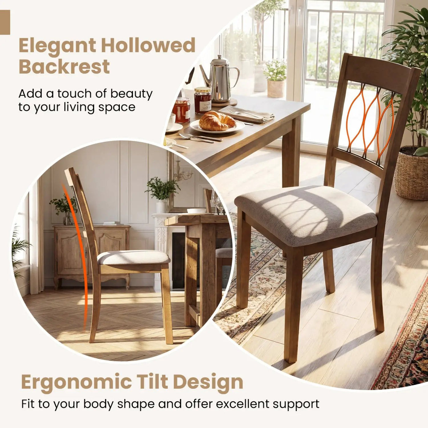 Set of 2 Dining Chair Fabric/Faux Leather Upholstered with Padded Seat by DirectDeals