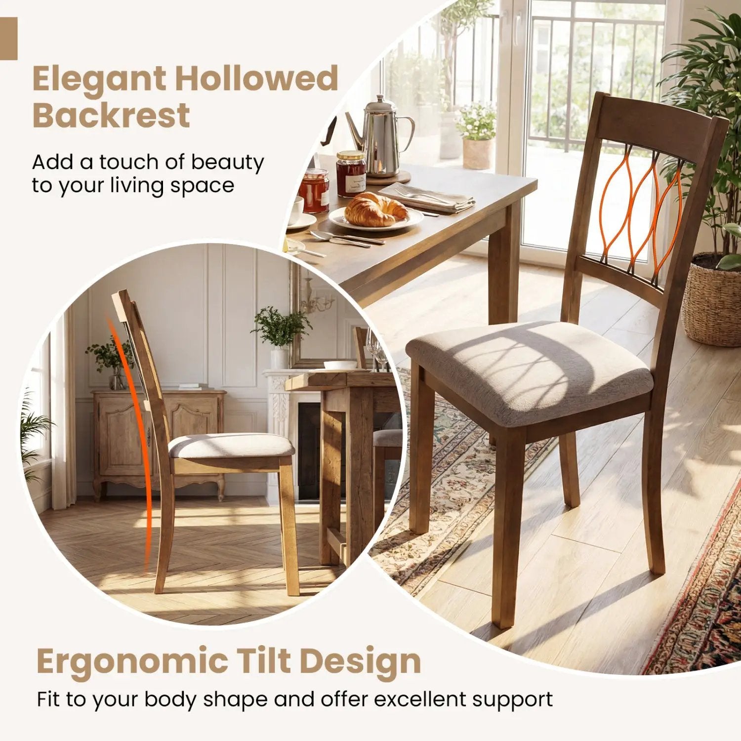 Set of 2 Dining Chair Fabric/Faux Leather Upholstered with Padded Seat by DirectDeals