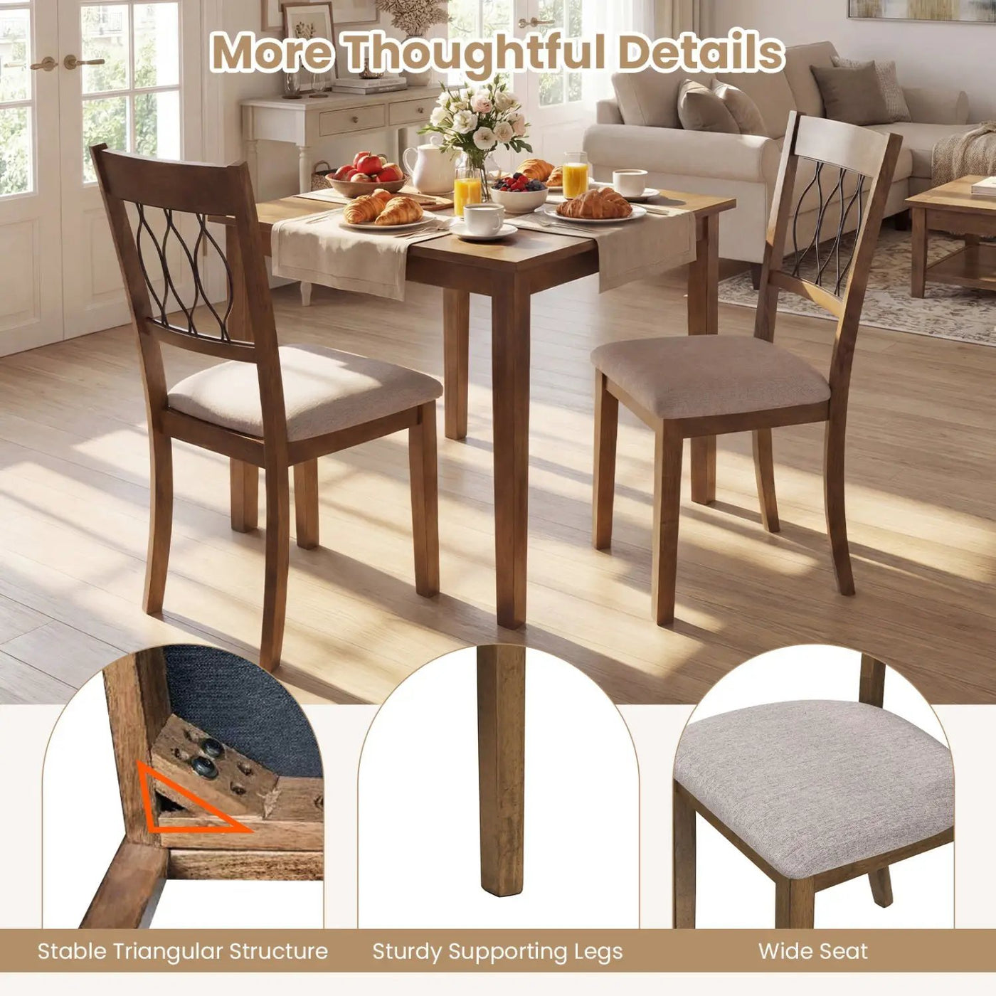 Set of 2 Dining Chair Fabric/Faux Leather Upholstered with Padded Seat by DirectDeals