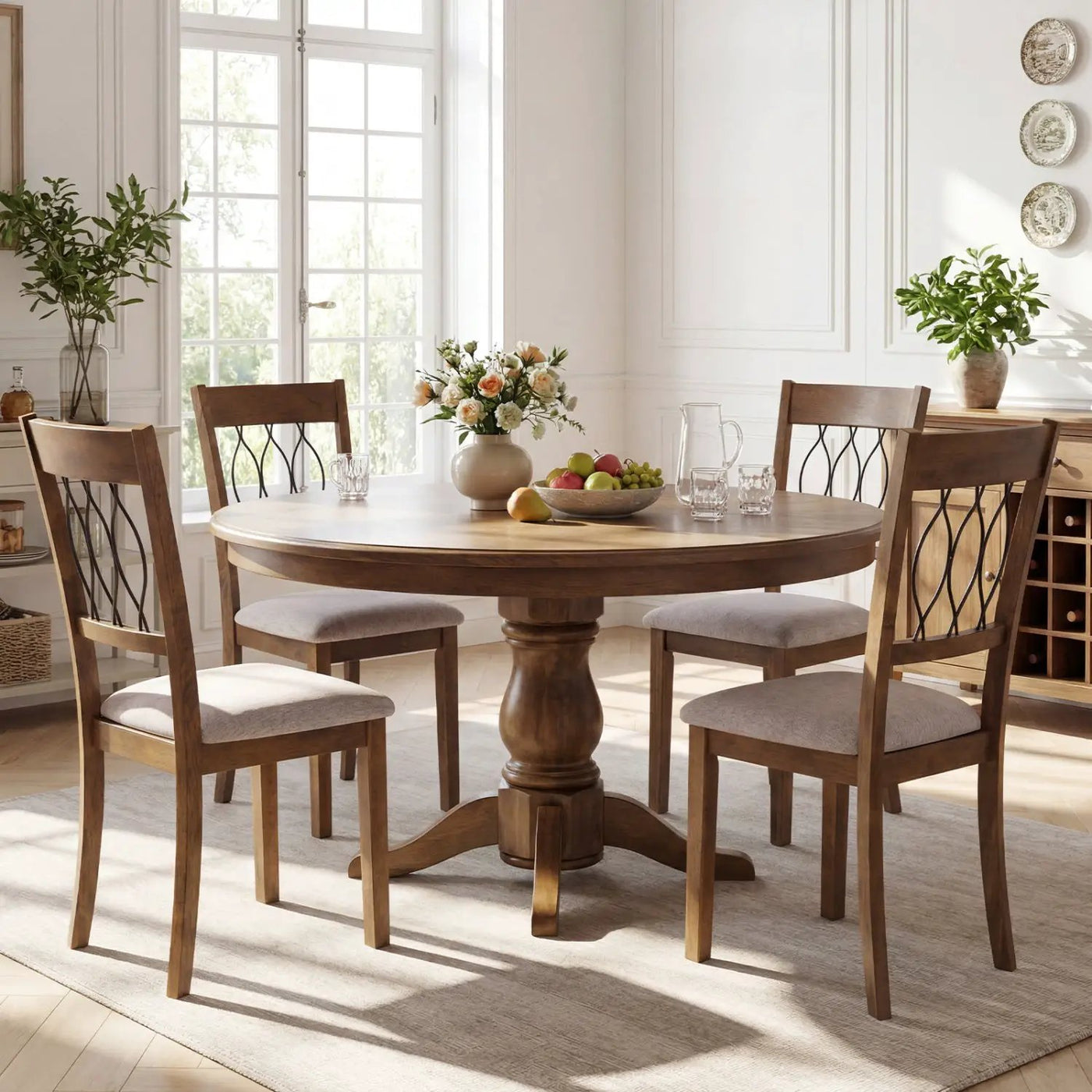 Set of 2 Dining Chair Fabric/Faux Leather Upholstered with Padded Seat by DirectDeals