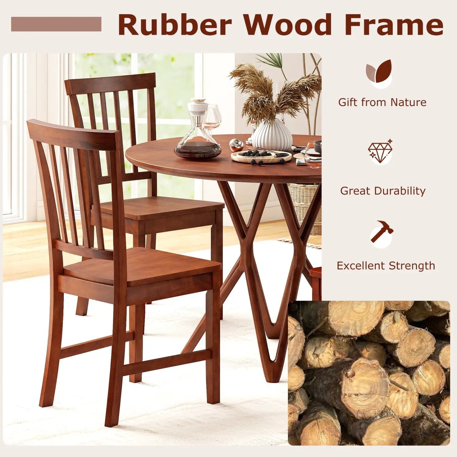 Set of 2 Dining Chairs with Solid Wooden Legs by DirectDeals