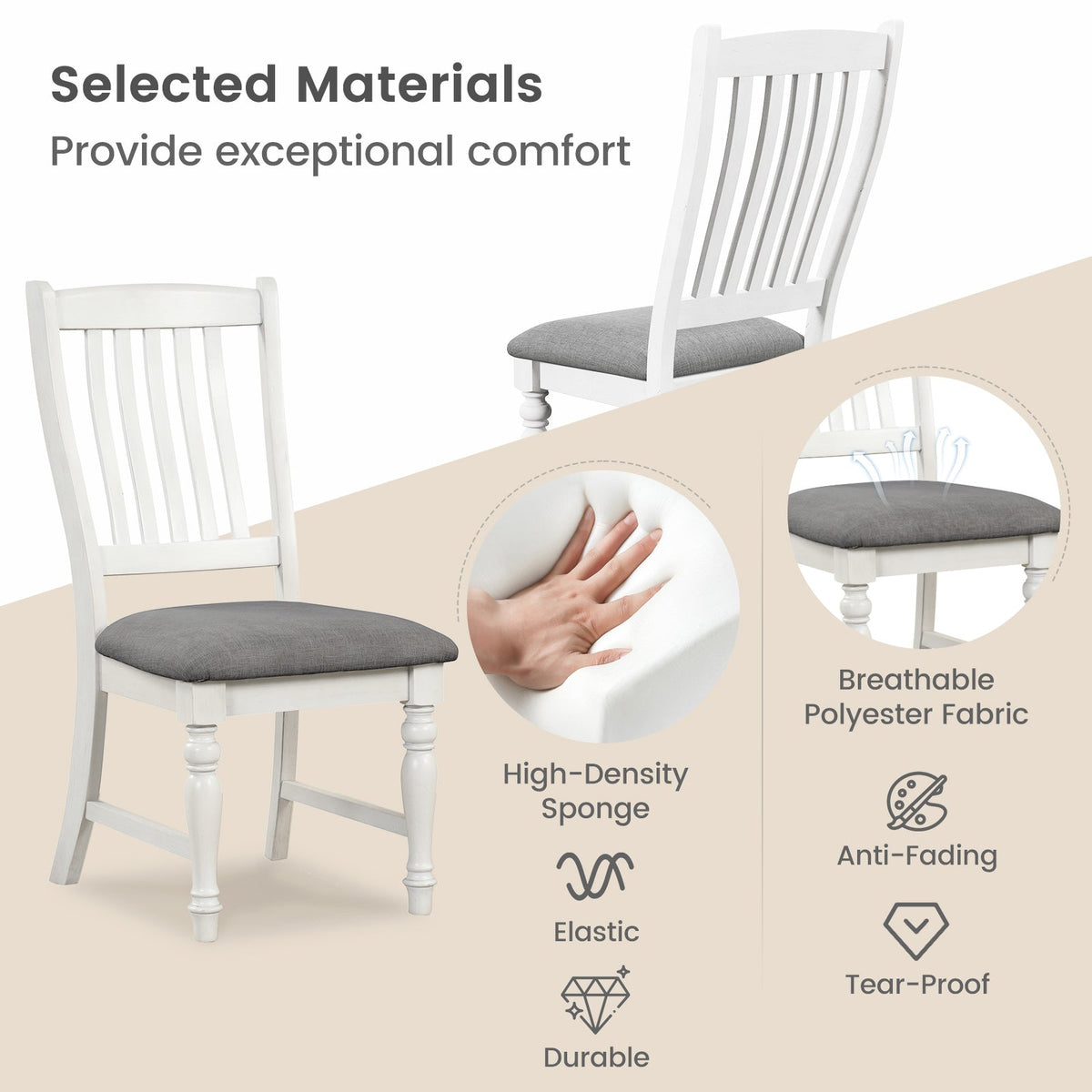 Set of 2 Dining Chairs Kitchen Side Chair with Solid Wood Legs, photo 7 of 9