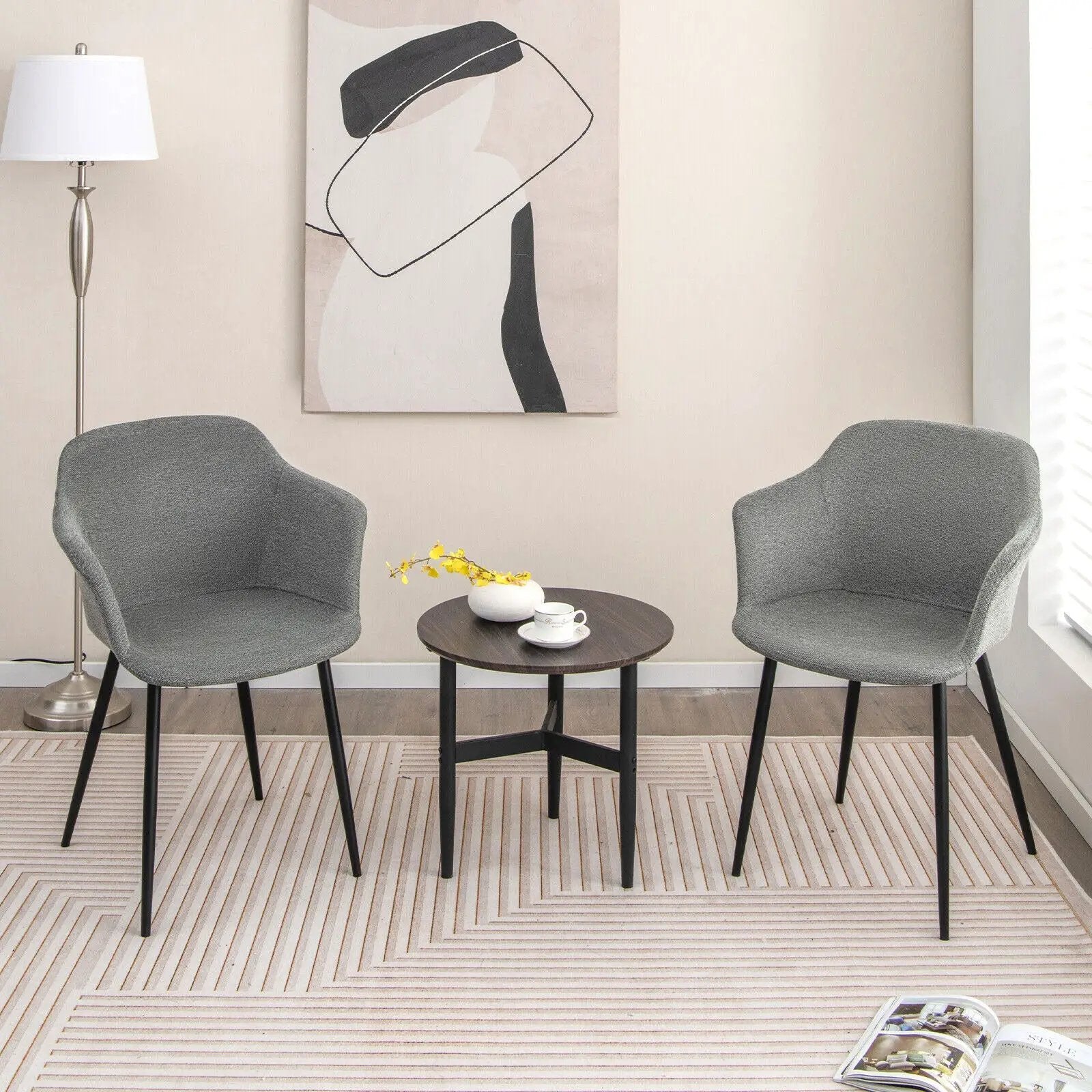 Set of 2 Upholstered Dining Chair with Ergonomic Backrest Design by DirectDeals
