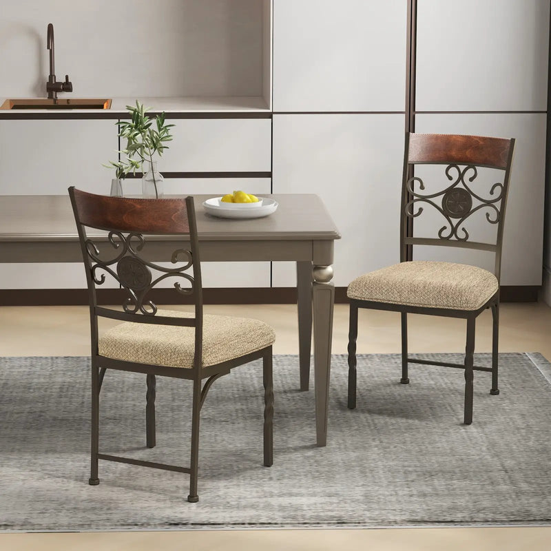 Set of 2 Dining Room Chairs Armless Kitchen Chairs Set with Seat Cushion-Brown by DirectDeals