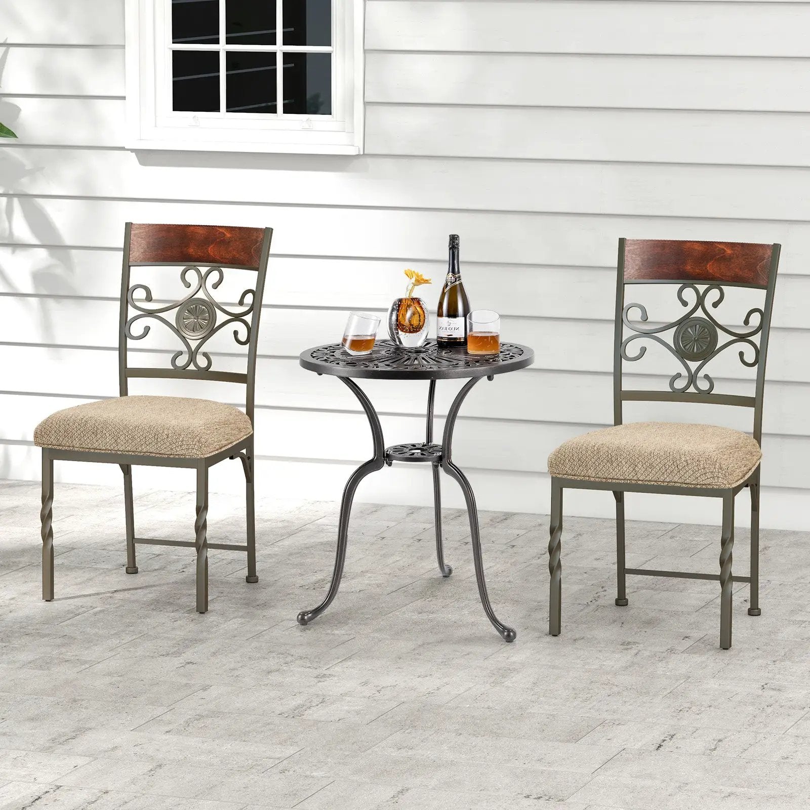 Set of 2 Dining Room Chairs Armless Kitchen Chairs Set with Seat Cushion-Brown by DirectDeals