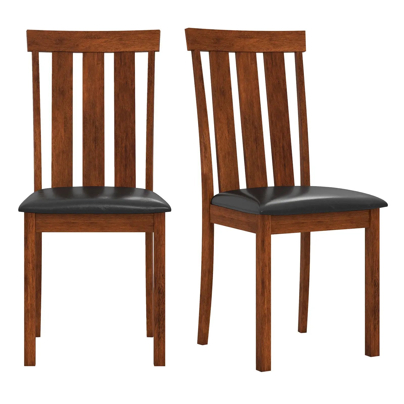 Set of 2 Dining Room Chairs with Rubber Wood Frame PU Leather Seat-Walnut by DirectDeals