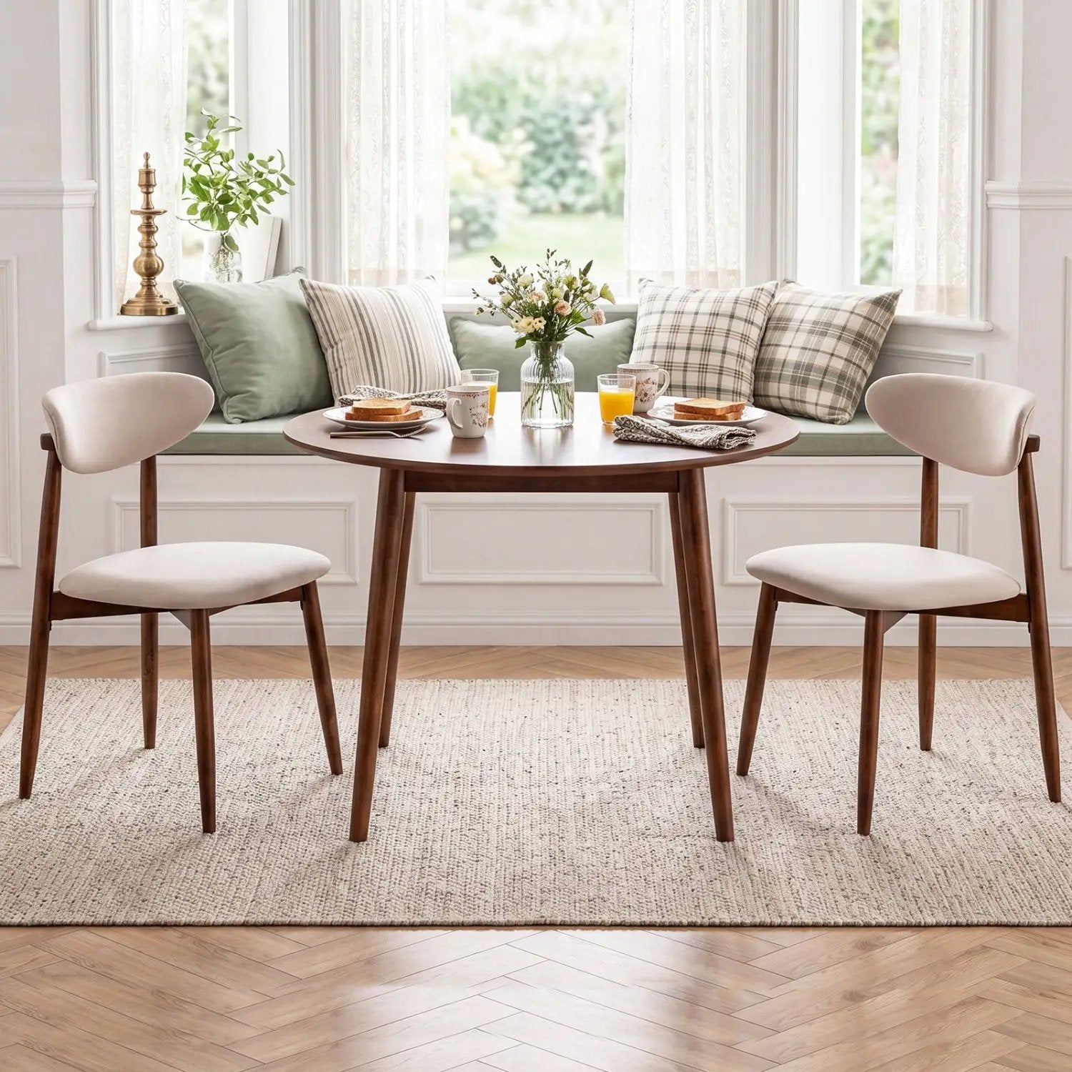 Upholstered Dining Chairs with Curved Back, Set of 2 by DirectDeals
