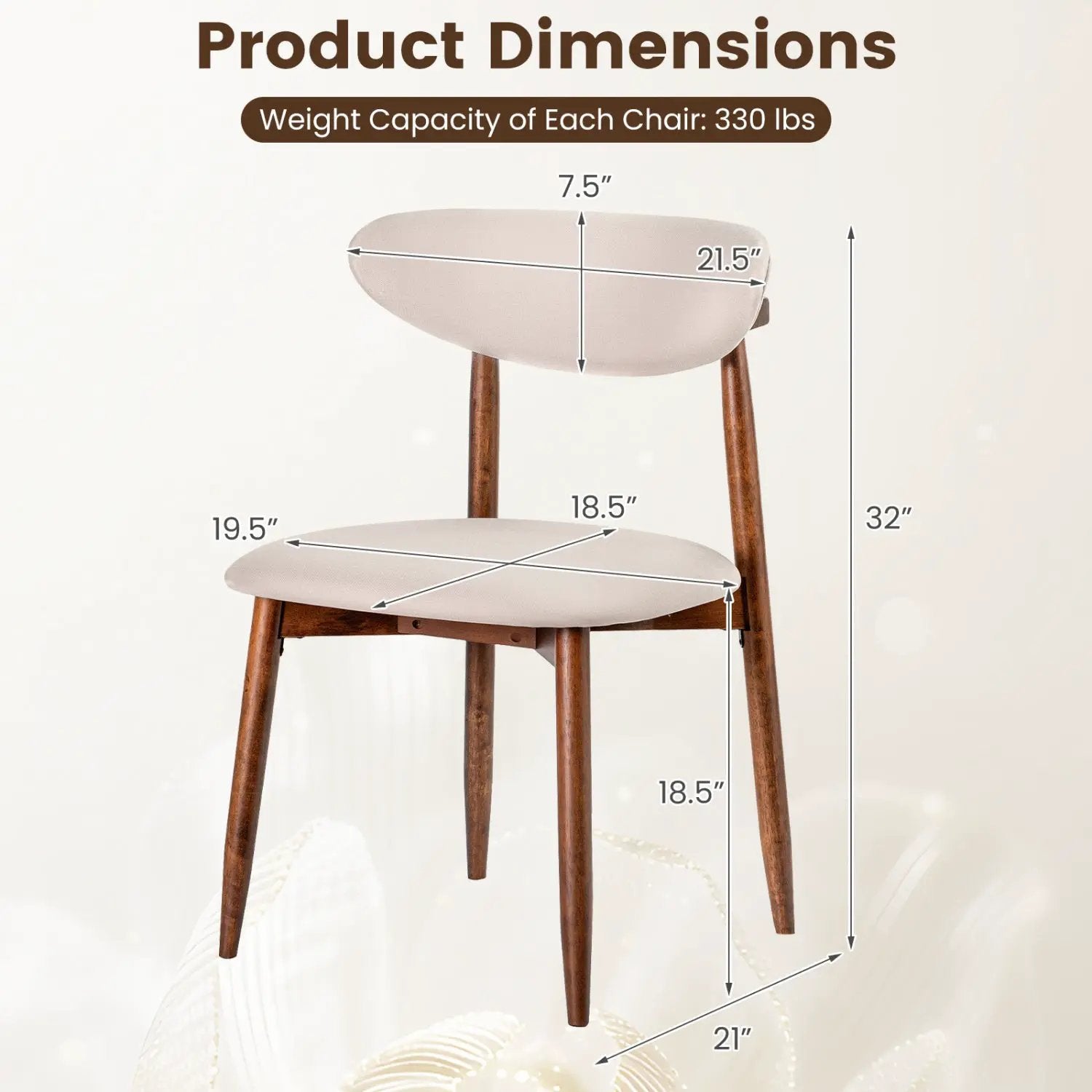 Upholstered Dining Chairs with Curved Back, Set of 2 by DirectDeals